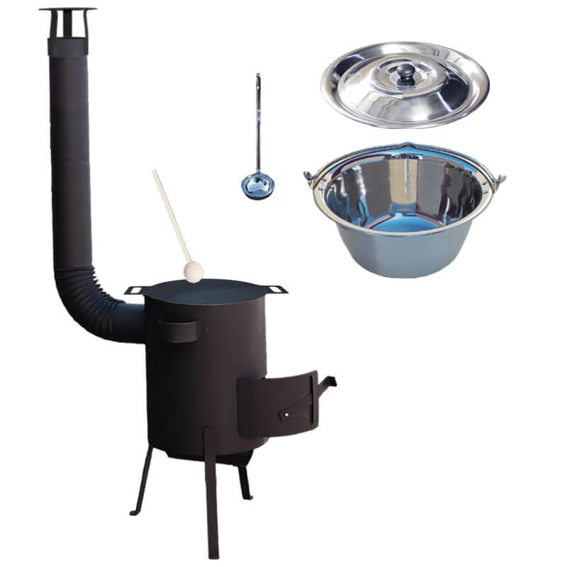 Nerezový kotlík 22 L (0,8 mm) INOX + železná panvica 44 cm UNI + kotlina 42 cm PLUS 600 4 MM