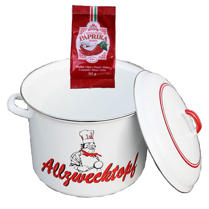 Smaltovaný hrniec s pokrievkou 13 L kuchár + sladká paprika GURMÁN 50 g