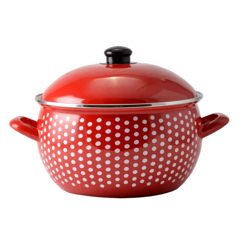 Smaltovaný hrniec 2 l červený 16 cm (bodkovaný)