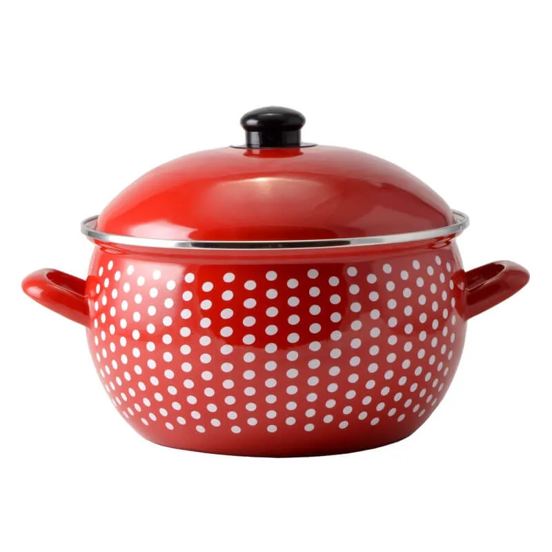 Smaltovaný hrniec 6 l červený 24 cm (bodkovaný)