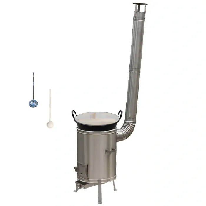 Zabíjačkový smaltovaný kotol 100 L + nerezová kotlina (1,5 mm) 60 cm LUX + vareška a naberačka