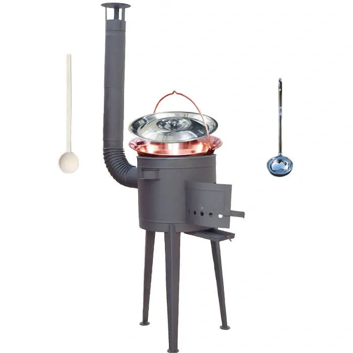 Medený kotlík 20 L (1,2 mm) + vysoká žiaruvzdorná kotlina (1,5 mm) HODO 42 cm PLUS 600 + vareška + naberačka
