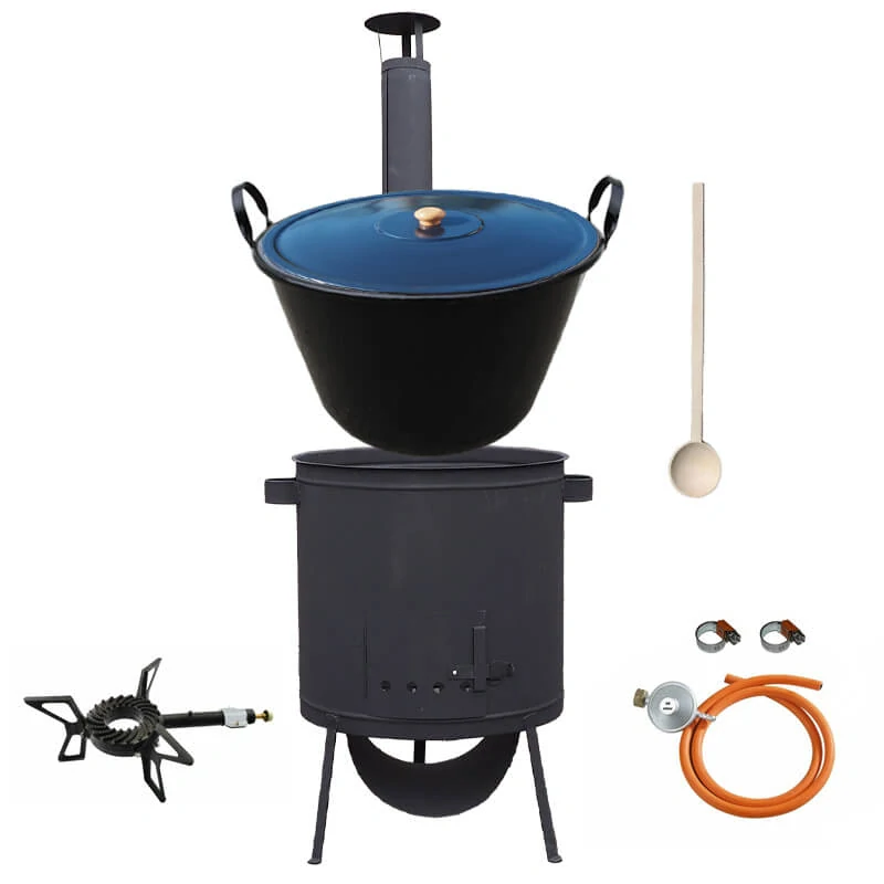 Smaltovaný kotol 70 L na zabíjačku + žiaruvzdorná kotlina 53 PLUS 600 4 MM + horák 7,5 kW + vareška