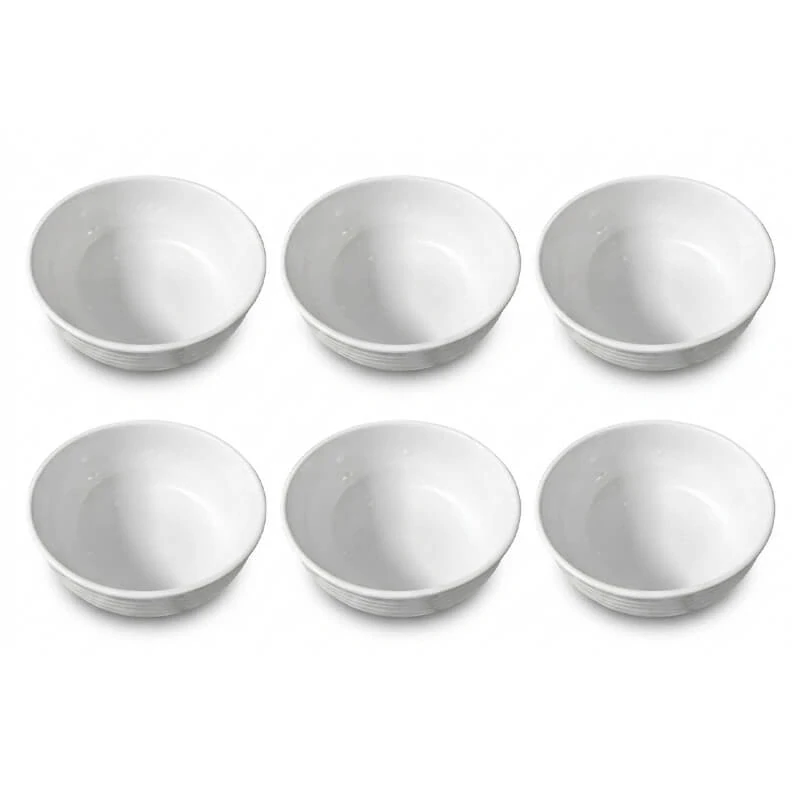 Set 6 ks: Prémiové biele misky s kamennou štruktúrou (750 ml)
