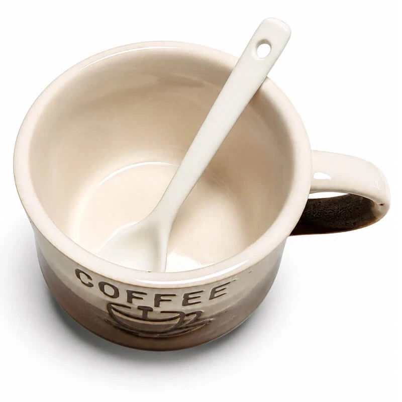 Keramický pohár na kávu 150 ml COFFEE s lyžičkou 1 ks