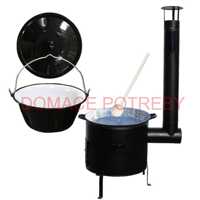 Smaltovaný kotlík 16 L (1,2mm) + smaltovaná grilovacia panvica s uškami GRILL PARTY