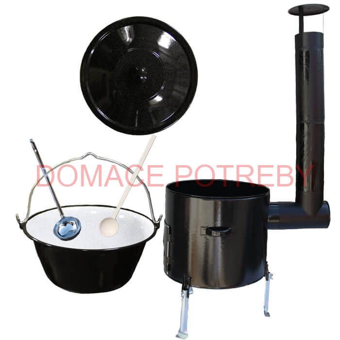 Smaltovaný kotlík 10 L (1,2 mm) + smaltovaná kotlina 31 cm + vareška a naberačka Easy party