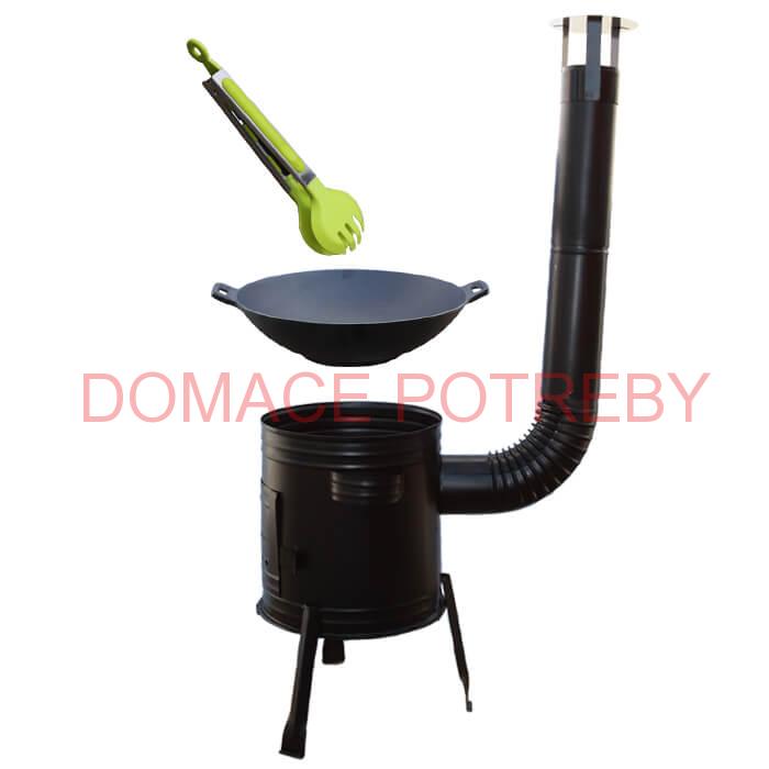 Liatinový wok 36 cm + kotlina 31 cm a obracačka WOK AZIA