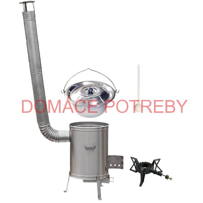 Antikorový kotlík 14 L (0,8 mm) + nerezová kotlina 36 cm + liatinový horák 7 kW, vareška LUX