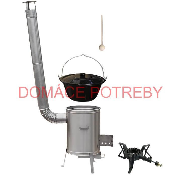 Smaltovaný kotlík 22 L (1,2 mm) + nerezová kotlina 42 cm + liatinový horák 7 kW, vareška LUX