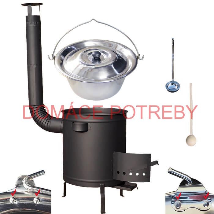Nerezový kotlík 30 L (0,8 mm) zosilnený s nitmi + hrubostenná (1,5 mm) a žiaruvzdorná kotlina 45 PLUS 600