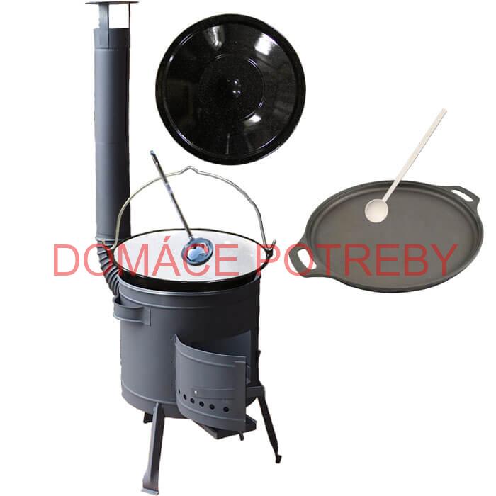Smaltovaný kotlík 20 L (1,2 mm) + Liatinová panvica 43 cm + žiaruvzdorná kotlina 42 PLUS 600