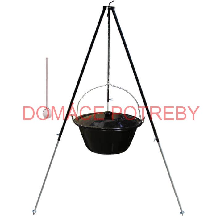 Smaltovaný kotlík 30 L + pokrievka + teleskopická trojnožka 1,7 m
