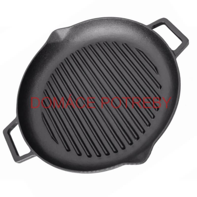 Liatinová panvica na grilovanie 31 cm s výlevkami BBQ