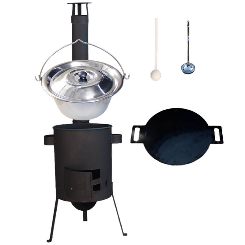 Nerezový kotlík 20 L (1,2 mm) INOX + železná panvica 44 cm UNI + kotlina 42 cm PLUS 600 4 MM