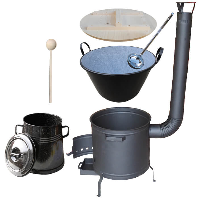 Smaltovaný kotol 100 L + žiaruvzdorná kotlina 60 cm PLUS 600 + Nádoba na masť 10 L
