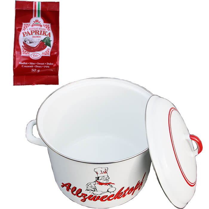 Smaltovaný hrniec s pokrievkou 13 L kuchár + sladká paprika GURMÁN 50 g