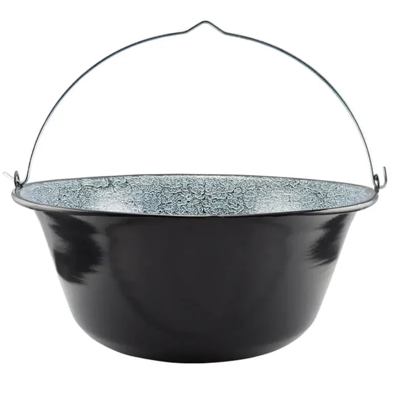 Smaltovaný kotlík 20 L (0,8 mm) + kovová kotlina 42 KOV + vareška + misky 12 ks