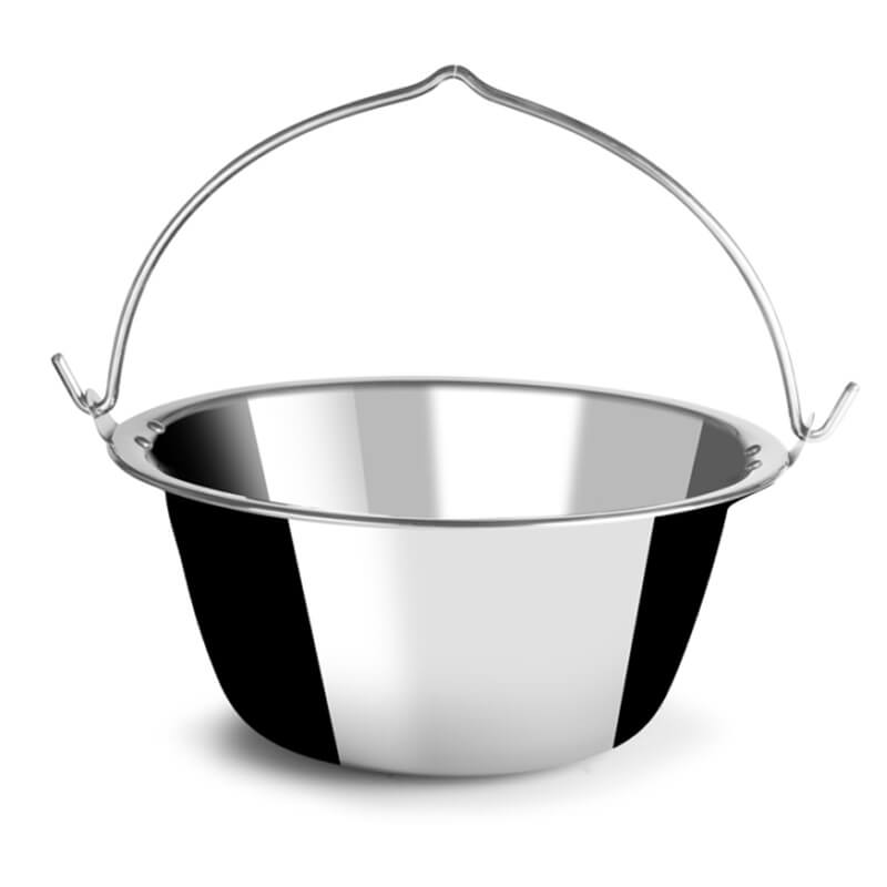 Nerezový kotlík 20 L (1,2 mm) + Nerezová kotlina 42 INOX + vareška + misky 12 ks