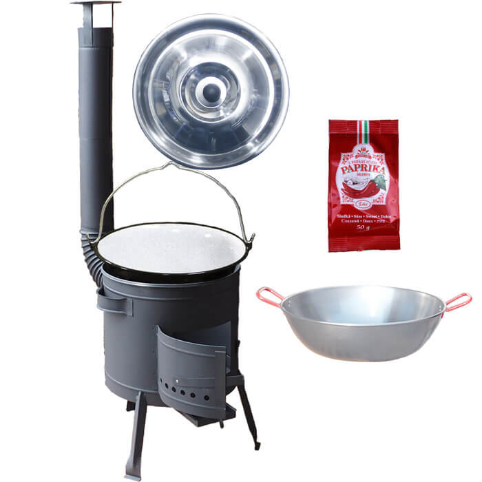 Smaltovaný kotlík 22 L + Panvica PAELLA (WOK) 45 cm + sladká paprika 50 g + nízka kotlina 42 PLUS 600