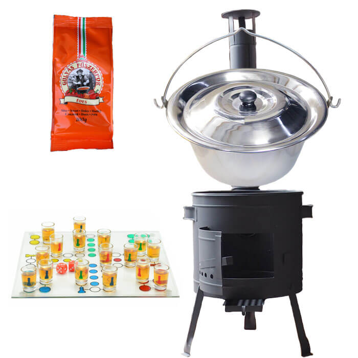 Nerezový kotlík 22 L (0,8 mm) + korenie + človeče pi už + nízka žiaruvzdorná kotlina 42 PLUS 600
