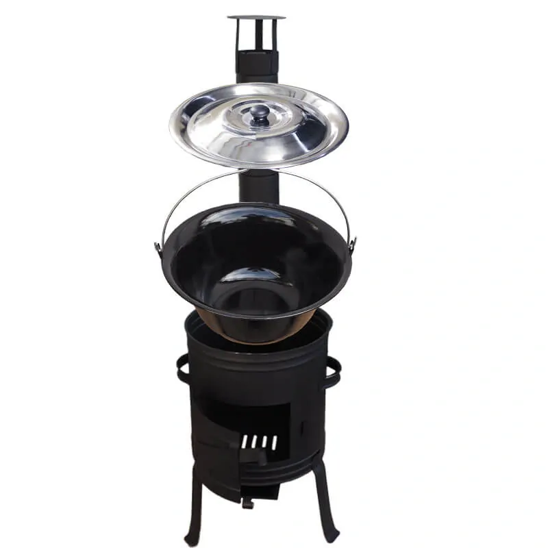 Smaltovaný kotlík 11 L BLACK + nerezová pokrievka INOX + žiaruvzdorná kotlina 33 cm Plus 700