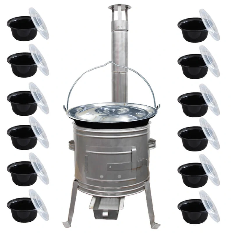 Smaltovaný kotlík 25 L + Nerezová kotlina 42 INOX + misky 12 ks