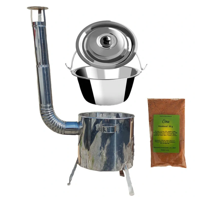 Nerezový kotlík 10 L (0,8 mm) + nerezová kotlina 31 INOX LUSTRO + Wok + korenie 50 g