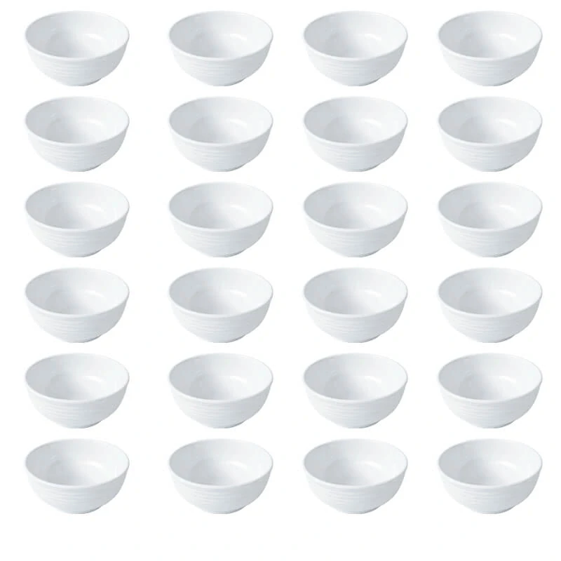 Set 24 ks: Prémiové biele misky s kamennou štruktúrou (750 ml)