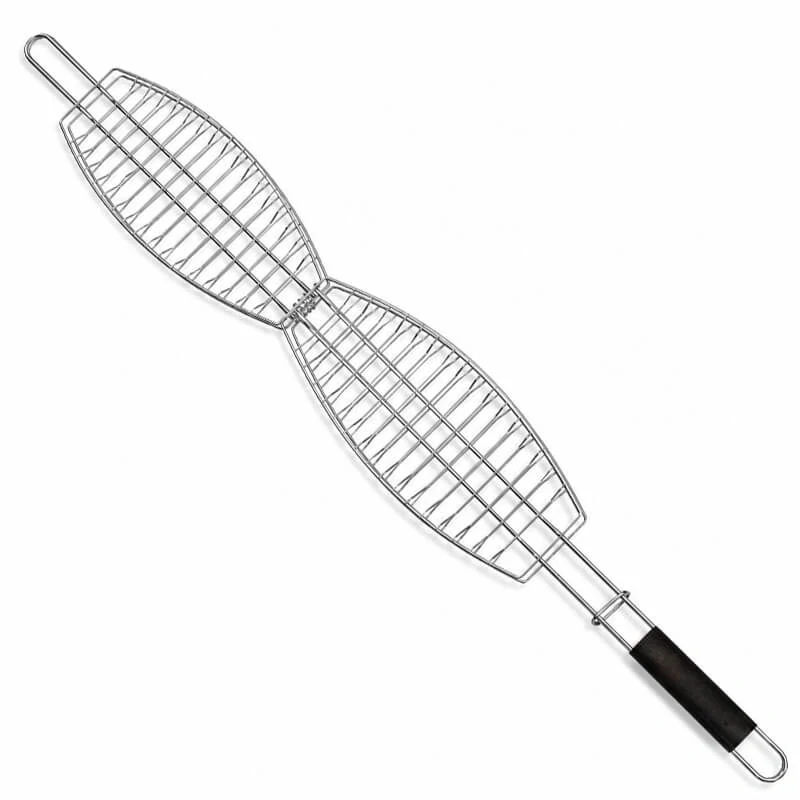 BBQ grilovací rošt na ryby – nerezové grilovacie kliešte 65 × 15 × 4 cm