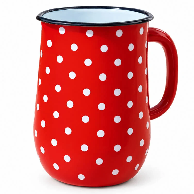 Bodkovaný smaltovaný džbán 2,5 l – červený