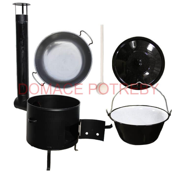 Smaltovaný kotlík 13 L (1,2 mm) + železná grilovacia panvica s uškami GRILL PARTY