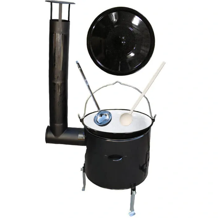 Smaltovaný kotlík 25 L (1,2 mm) + smaltovaná kotlina 42 cm + vareška a naberačka Easy party
