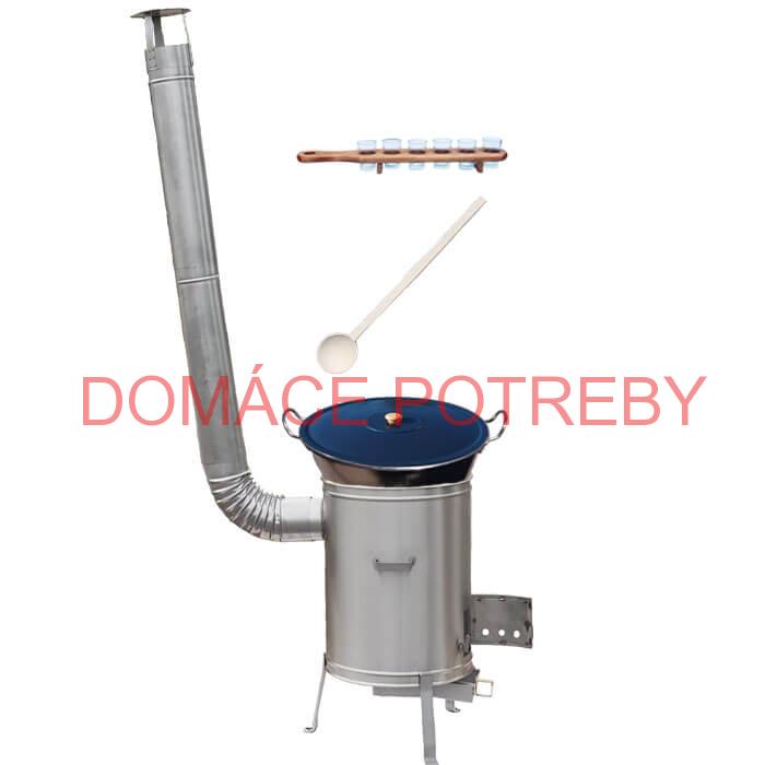 Zabíjačkový nerezový kotol 70 L + nerezová kotlina 56 cm + štamperlíky