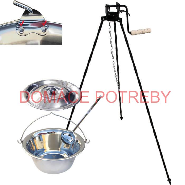 Antikorový kotlík 15 L (0,8 mm) s nitmi + stojan s kladkou VAR