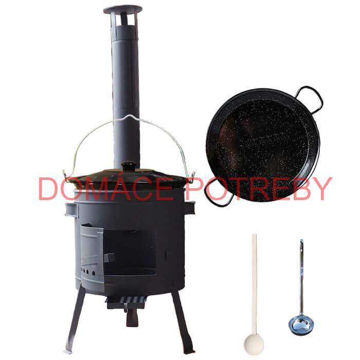 Smaltovaný kotlík 16 L + Paella smaltovaná panvica 42 cm + žiaruvzdorná nízka kotlina 39 PLUS 600