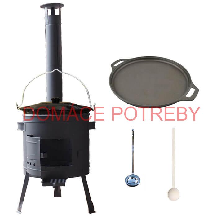 Smaltovaný kotlík 20 L (1,2 mm) + Liatinová panvica 43 cm + žiaruvzdorná kotlina 42 PLUS 600