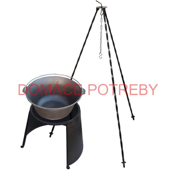 Liatinový kotlík 16 L + chránič plameňa 43 cm + trojnožka 1,2 m