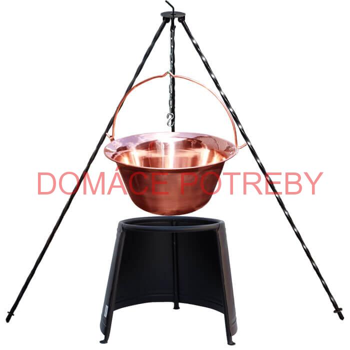 Medený kotlík 10 L (1,2 mm) + chránič plameňa 37 cm + trojnožka 1,2 m