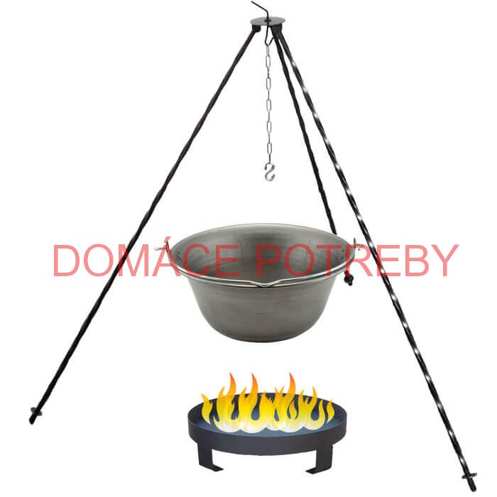 Železný kotlík 20 L (0,75 mm) + trojnožka 1,2 m + ohnisko 36 cm