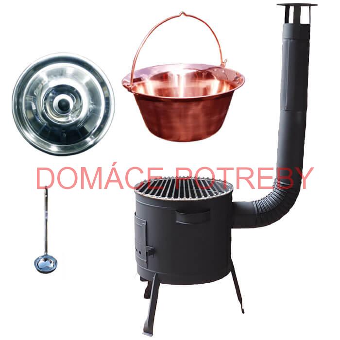 Medený kotlík 20 L (1,2 mm) + Nerezový rošt 45 cm + nízka žiaruvzdorná kotlina 42 cm PLUS 600