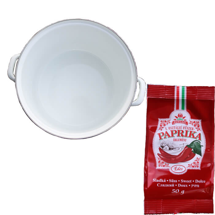 Smaltovaný hrniec s pokrievkou 13 L kuchár + sladká paprika GURMÁN 50 g