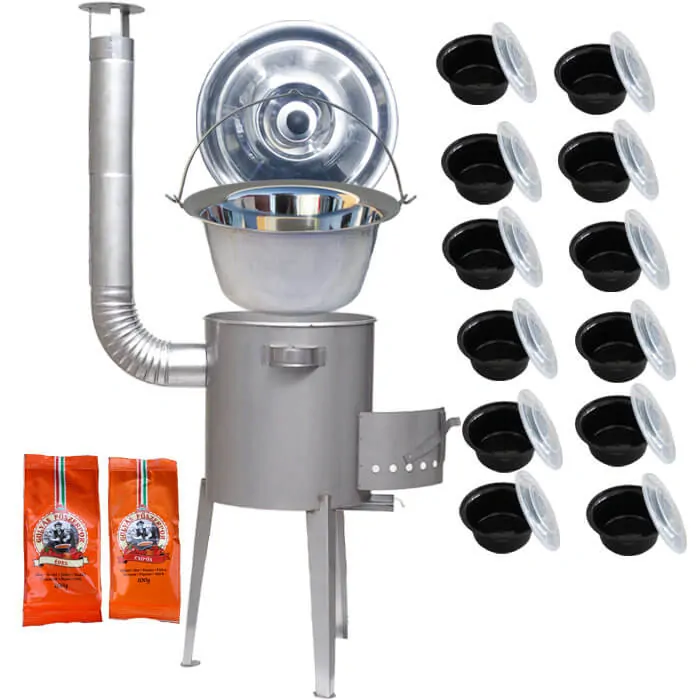 Nerezový kotlík 22 L (0,8 mm) INOX + nerezová kotlina 42 cm LUXUS + misky 12 ks + 2 x korenie na guláš 100 g