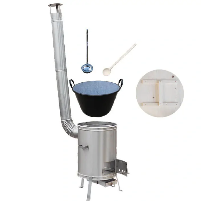 Zabíjačkový smaltovaný kotol 100 L + nerezová kotlina (1,5 mm) 60 cm LUX + vareška a naberačka