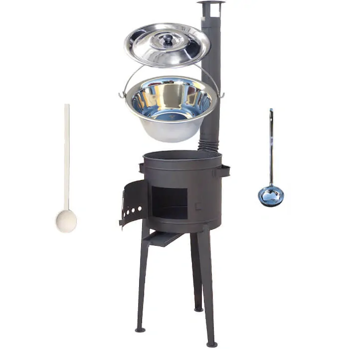 Nerezový kotlík 20 L (1,2 mm) INOX + vysoká žiaruvzdorná kotlina (1,5 mm) HODO 42 cm PLUS 600 + vareška + naberačka