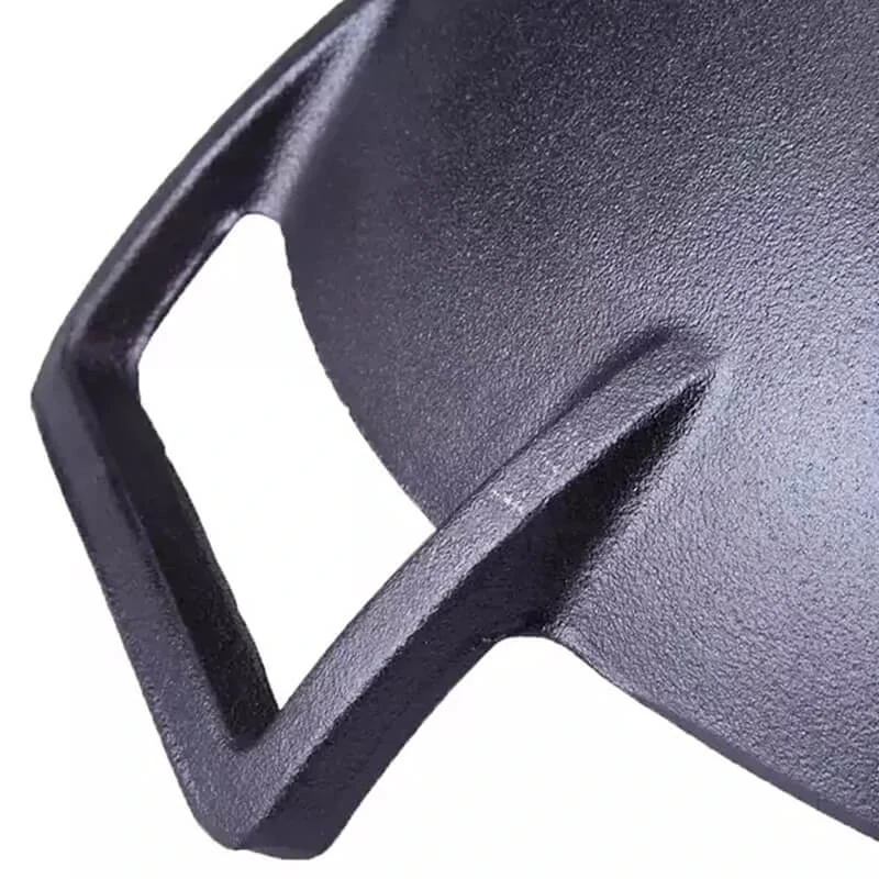 Liatinový čínsky wok 36,5 cm s drevenou pokrievkou