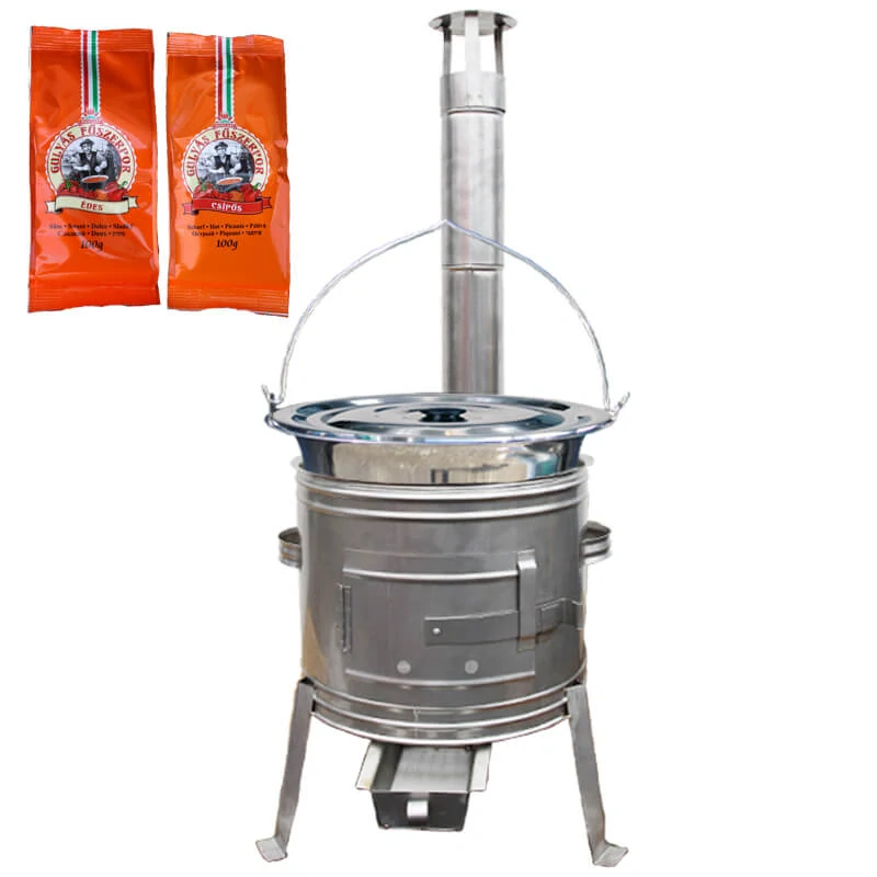 Nerezový kotlík 22 L (0,8 mm) INOX + Nerezová kotlina 42 INOX + paprikové korenie na guláš - MIX 100 g