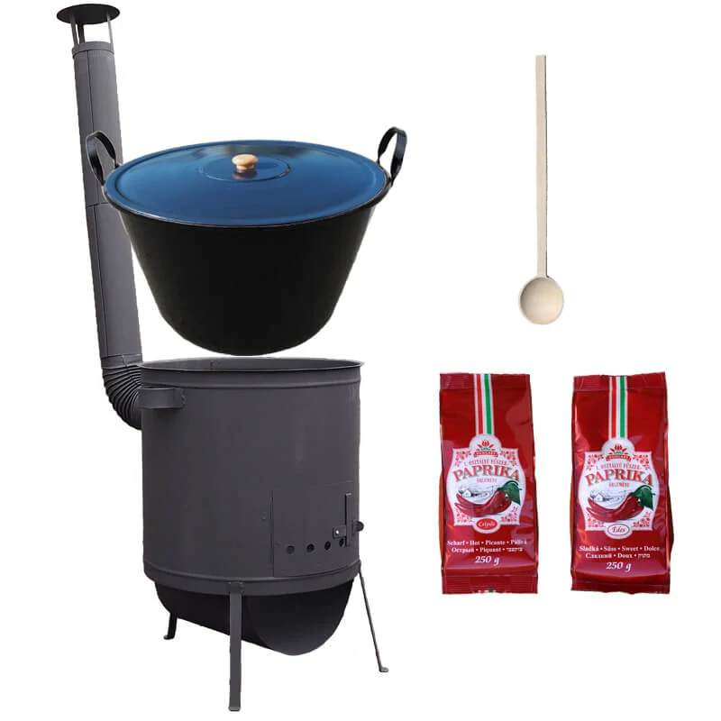 Smaltovaný kotol 60 L na zabíjačku + žiaruvzdorná kotlina 53 PLUS 600 4 MM + sladká a štipľavá paprika + vareška