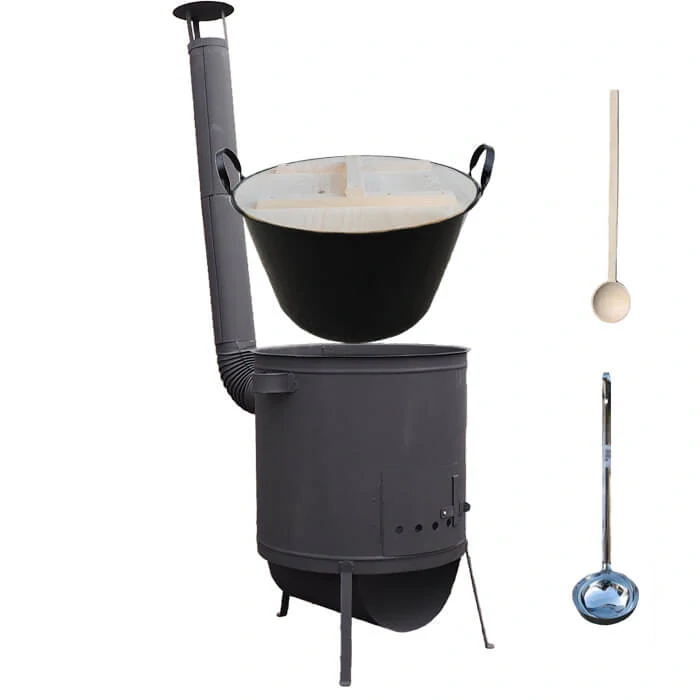 Smaltovaný kotol 100 L + žiaruvzdorná kotlina 42 PLUS 600 4 MM + varecha a naberačka BIG PARTY