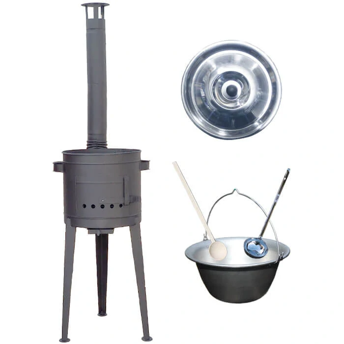 Nerezový kotlík 30 L (1,5 mm) + vysoká žiaruvzdorná kotlina (2,0 mm) HODO 47 cm PLUS 600 + vareška + naberačka